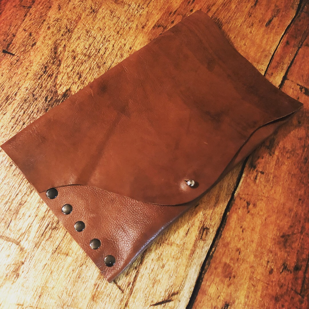 Rustic Tan Leather Casual Clutch - N.Kluger Designs clutch