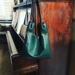 Green Soft & Slouchy Leather Casual Handbag - N.Kluger Designs Hobo Bag