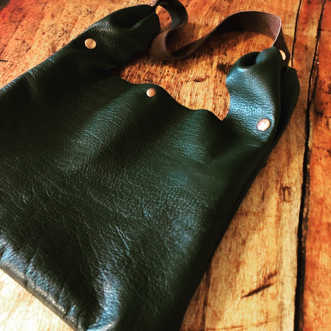 Green Soft & Slouchy Leather Casual Handbag - N.Kluger Designs Hobo Bag