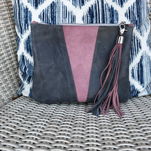 Grey & Pink Colorblock Leather Fun Clutch
