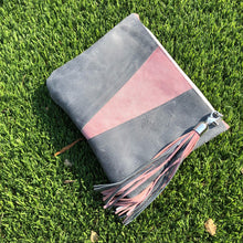 Grey & Pink Colorblock Leather Fun Clutch - N.Kluger Designs clutch