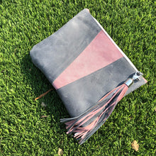 Grey & Pink Colorblock Leather Fun Clutch
