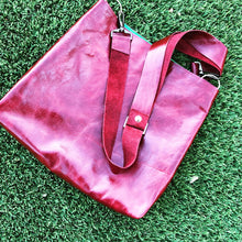Rainbow-Lined Red Leather Shoulder/Cross-Body Bag - N.Kluger Designs totebag