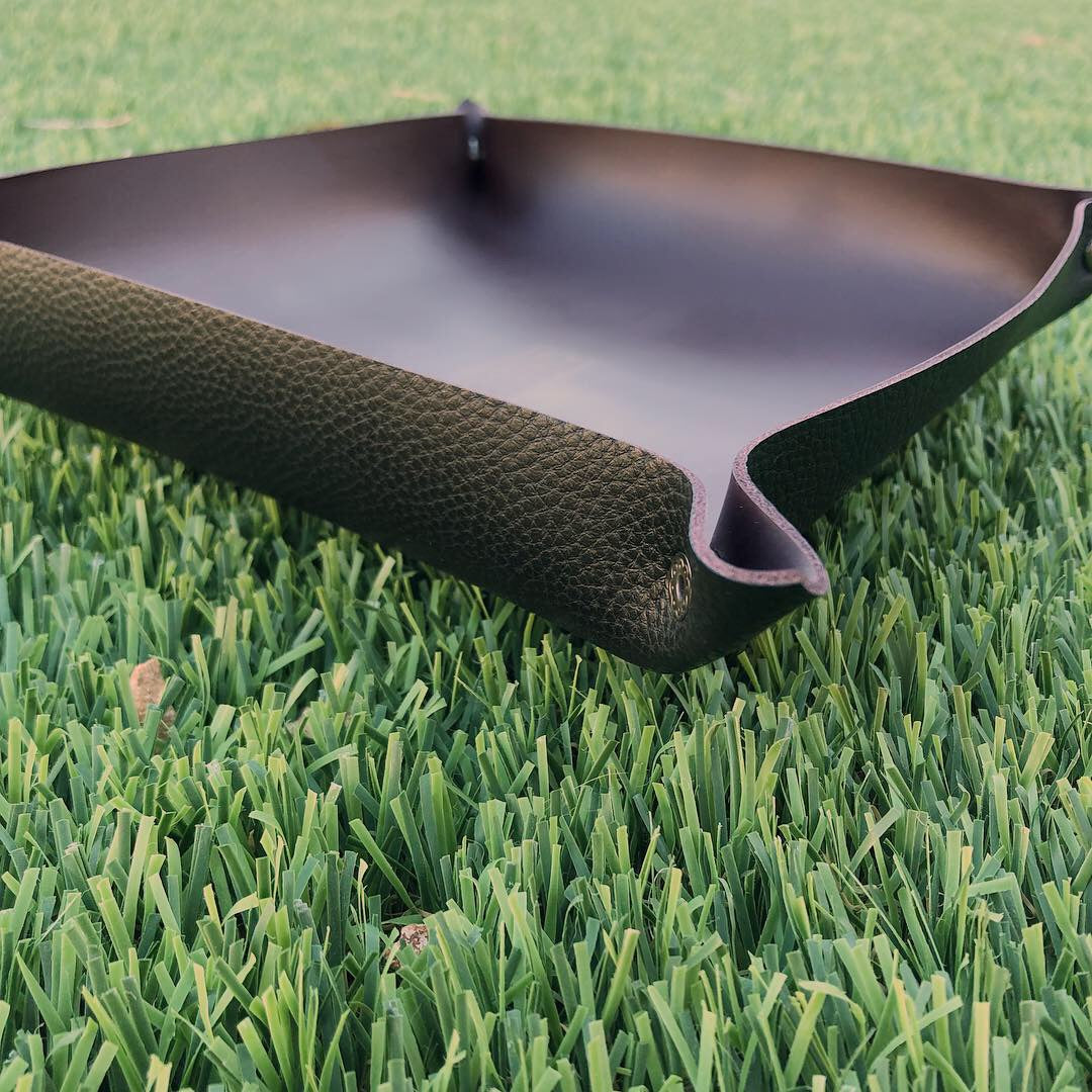 3-Piece Handmade Traveling Leather Valet Gift Set in Mauve/Black - N.Kluger Designs Valet