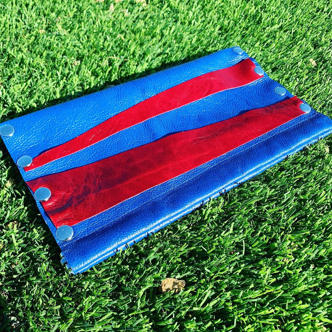 Royal Blue Leather Snap Frame Retro Clutch