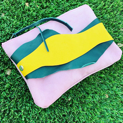 Abstract Leather Zipper Clutch - N.Kluger Designs clutch