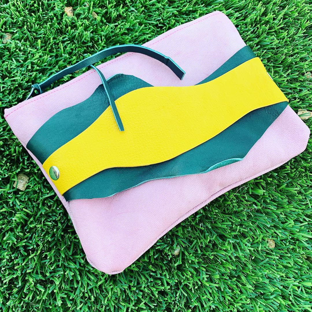 Abstract Leather Zipper Clutch - N.Kluger Designs clutch