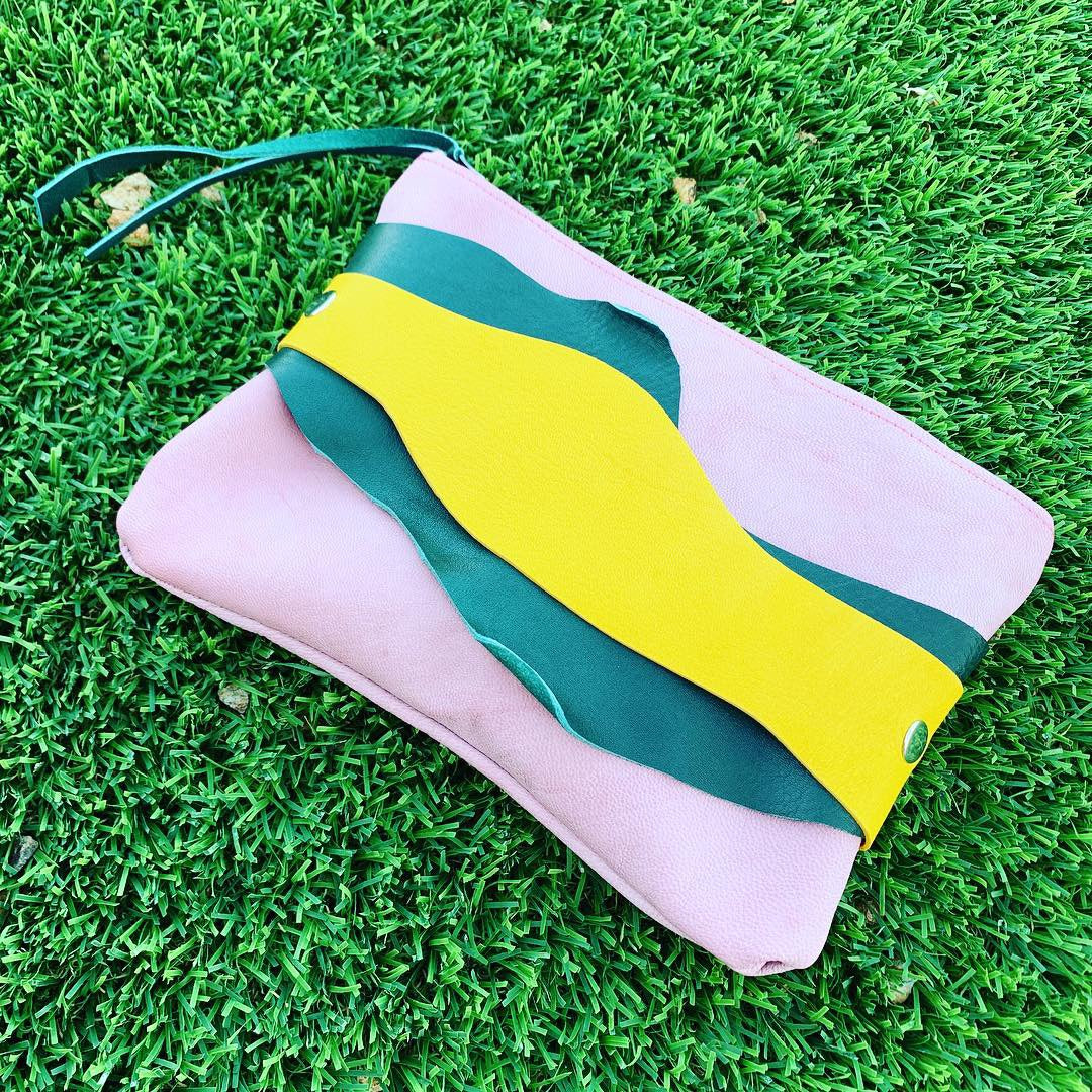 Abstract Leather Zipper Clutch - N.Kluger Designs clutch