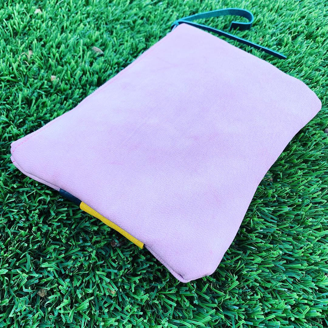 Abstract Leather Zipper Clutch - N.Kluger Designs clutch