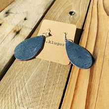 Distressed Grey & Metallic Red Leather Drop Earrings - N.Kluger Designs Earrings