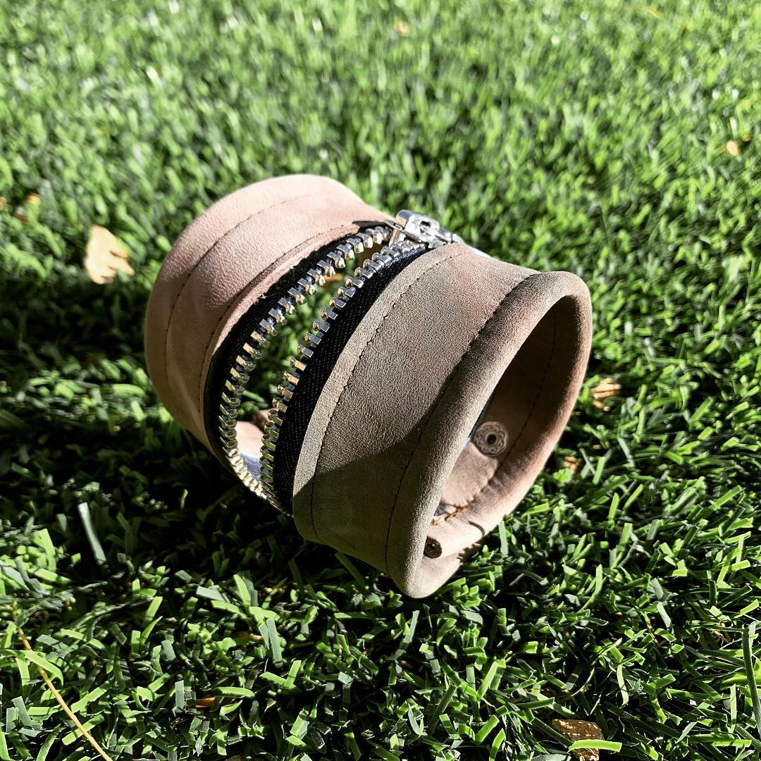 Greyish Pink Leather & Denim Extra Wide 