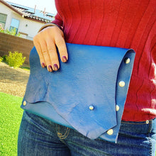 Royal Blue Distressed Pebble Leather Clutch