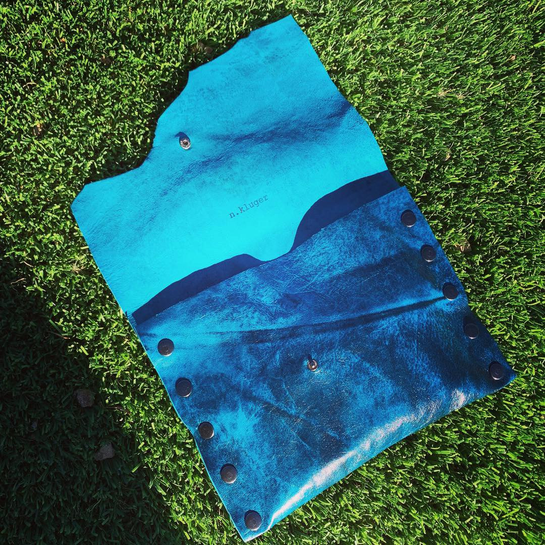 Paper Thin Teal Glam Leather Clutch