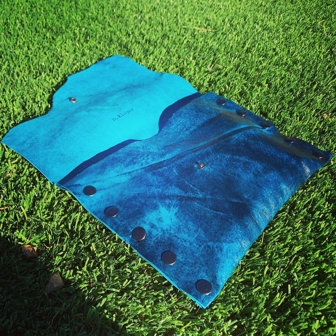 Paper Thin Teal Glam Leather Clutch