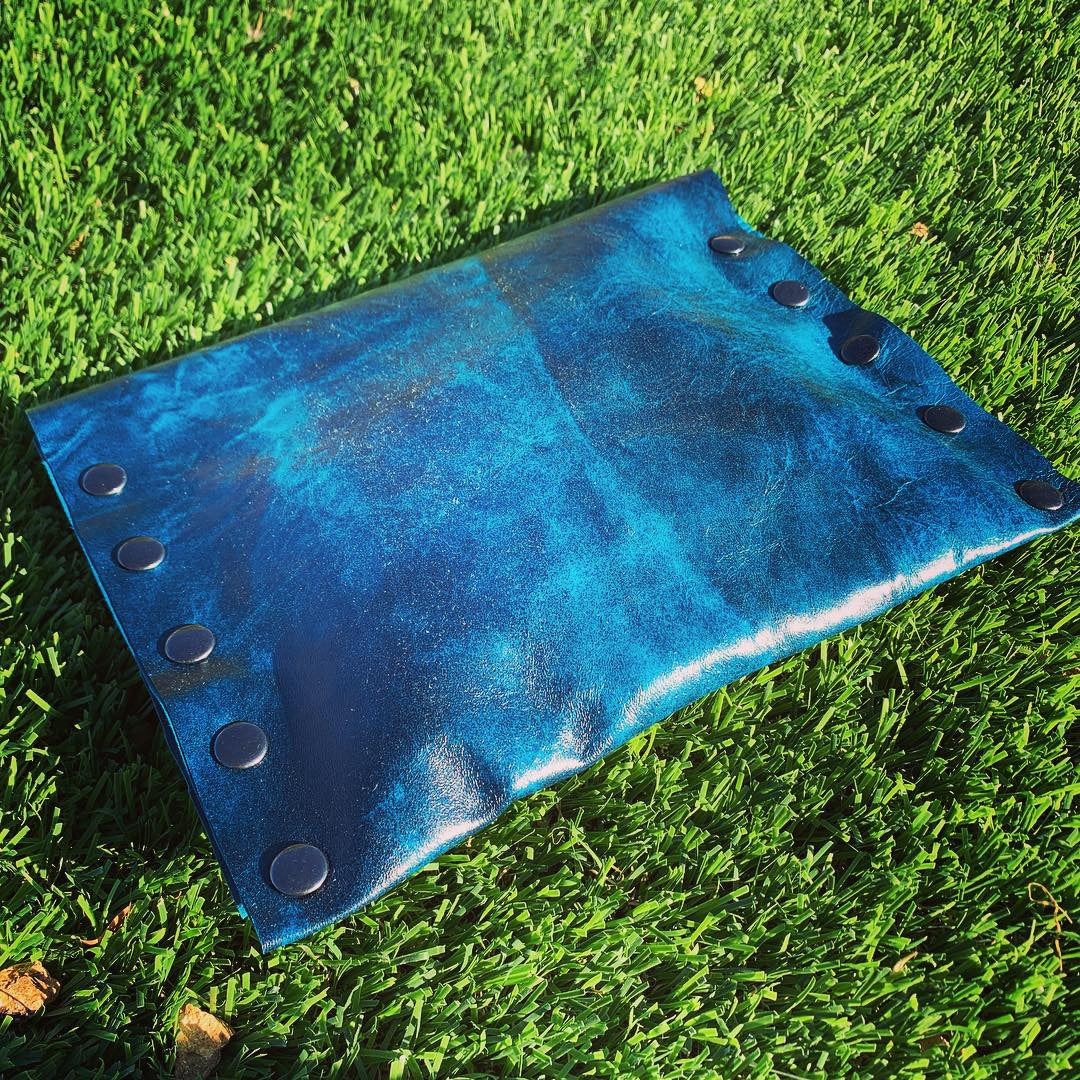 Paper Thin Teal Glam Leather Clutch