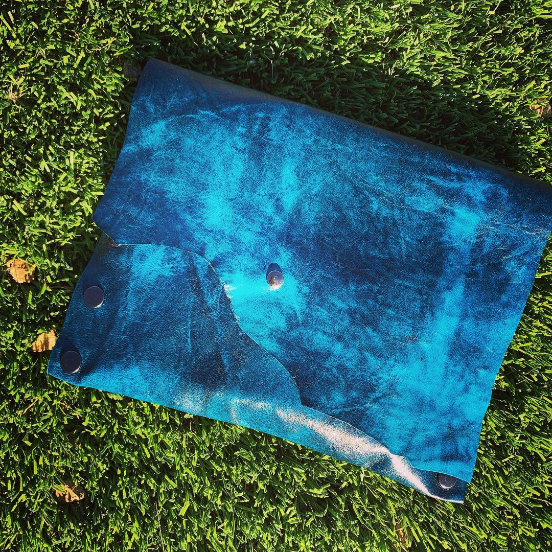 Paper Thin Teal Glam Leather Clutch