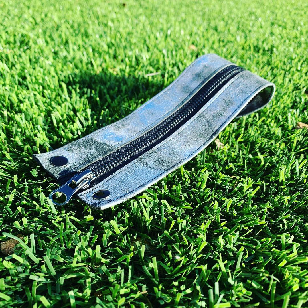 Metallic Silver Gunmetal Leather 