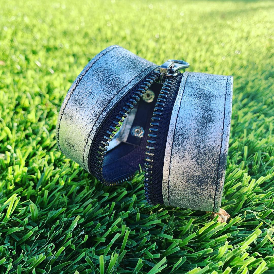 Metallic Silver Gunmetal Leather 