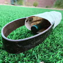 Waxed Canvas Khaki Wine Tote with Leather Strap