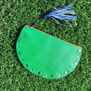 Green & Blue Half Moon Genuine Leather Clutch - N.Kluger Designs clutch
