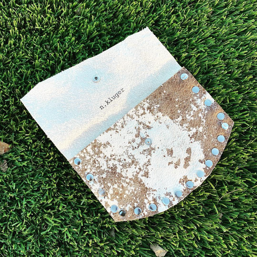 Cow Print Leather Mini Wallet Clutch - N.Kluger Designs Card Case