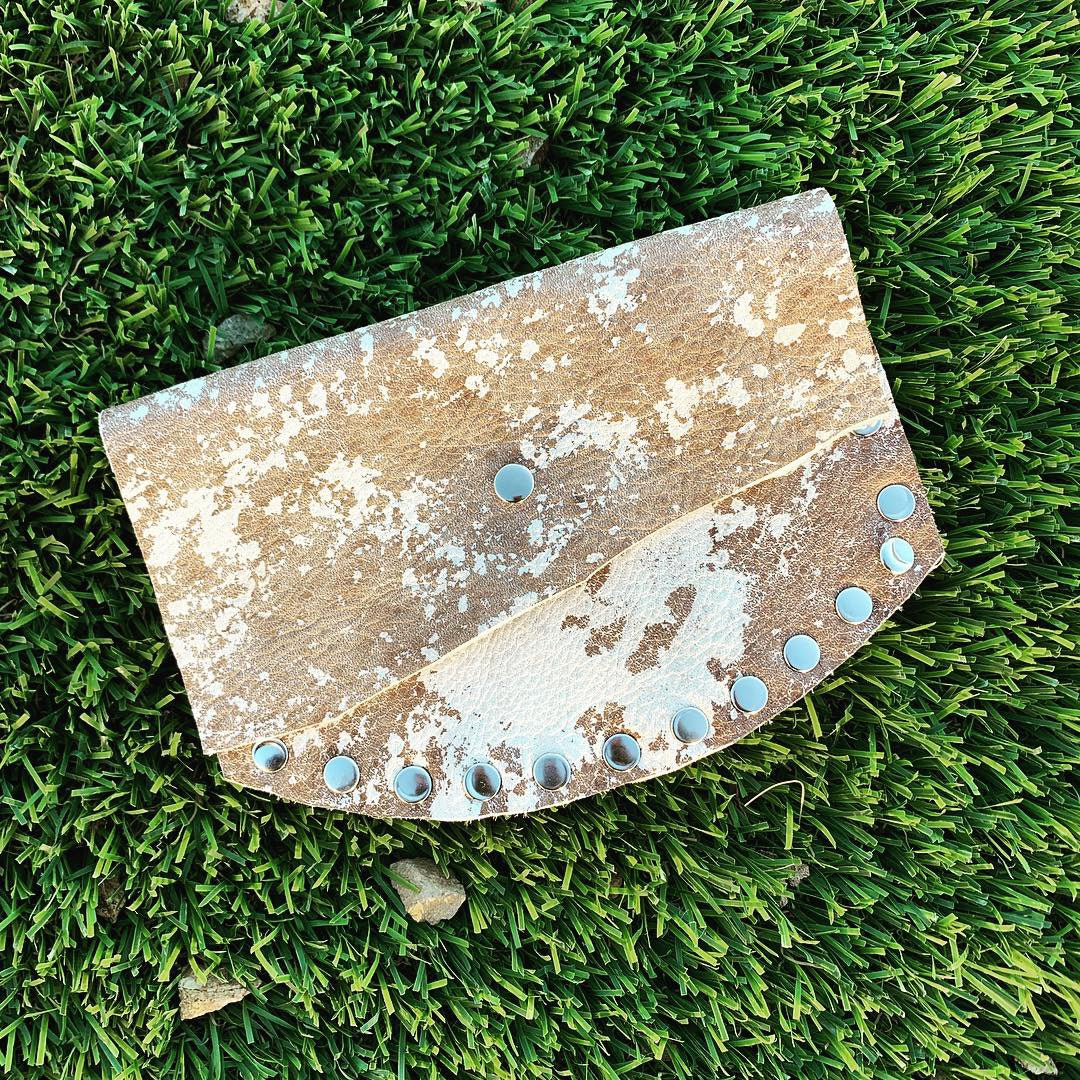 Cow Print Leather Mini Wallet Clutch - N.Kluger Designs Card Case