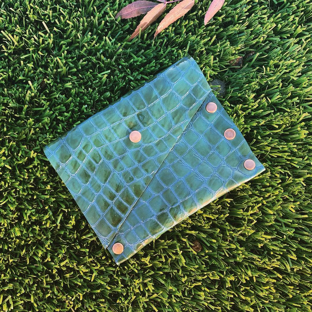 Crocodile Patent Leather Card Case / Mini Wallet - N.Kluger Designs Card Case