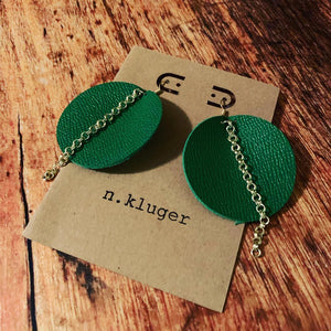 The Grass is Always Greener Leather Circle Earrings