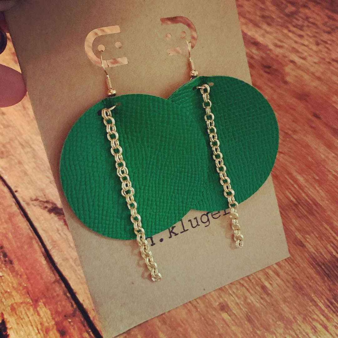 The Grass is Always Greener Leather Circle Earrings