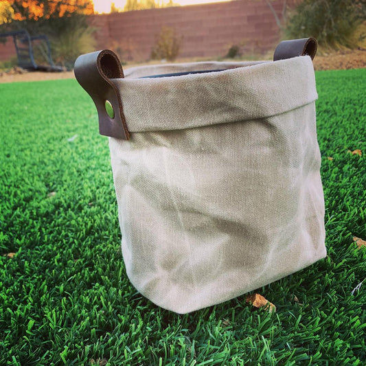Waxed Canvas "Kiki Pot" Khaki Planter Basket