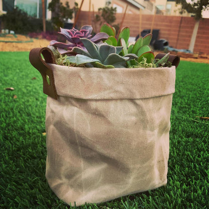 Waxed Canvas "Kiki Pot" Khaki Planter Basket