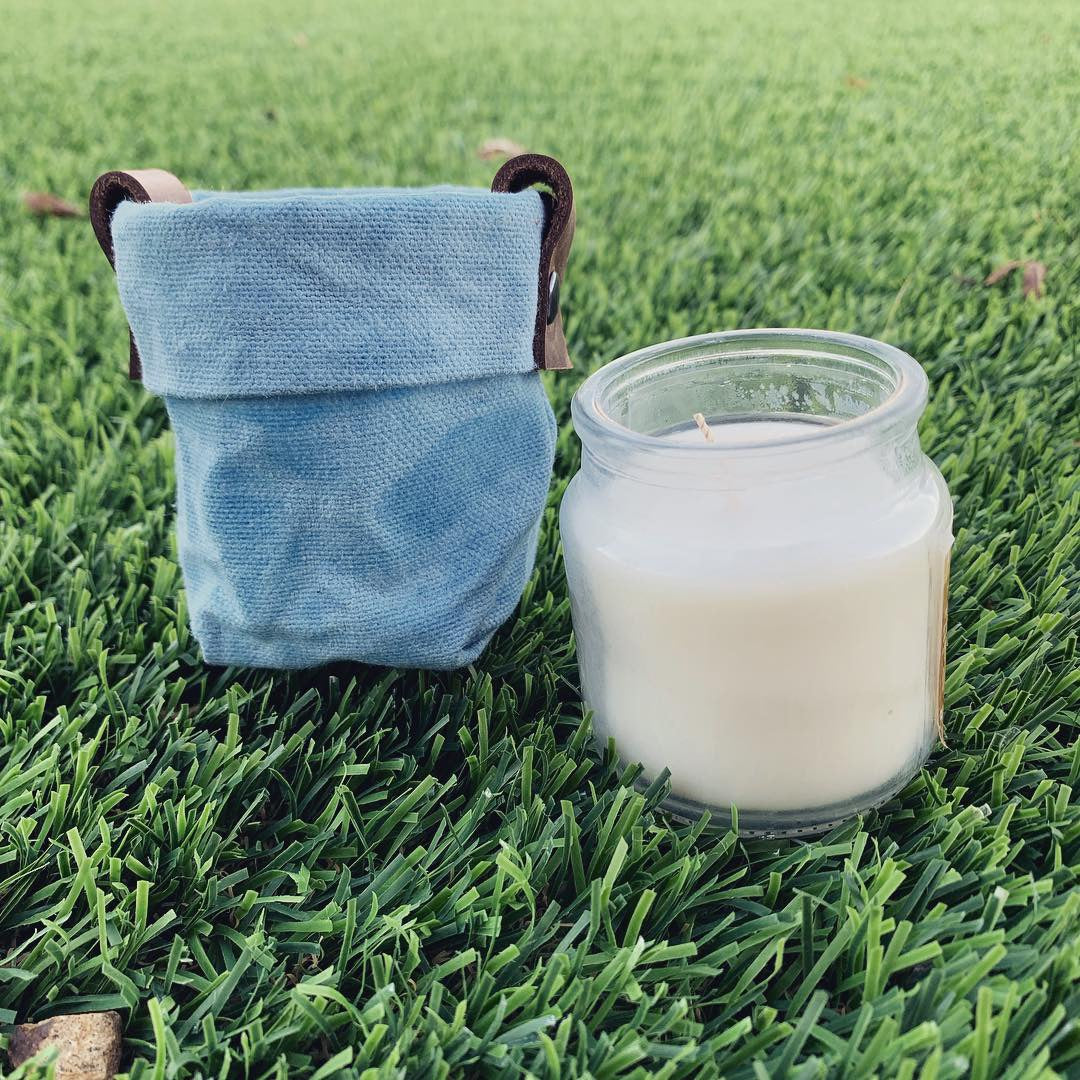 Waxed Canvas Mini "Kiki Pot" Blue Planter