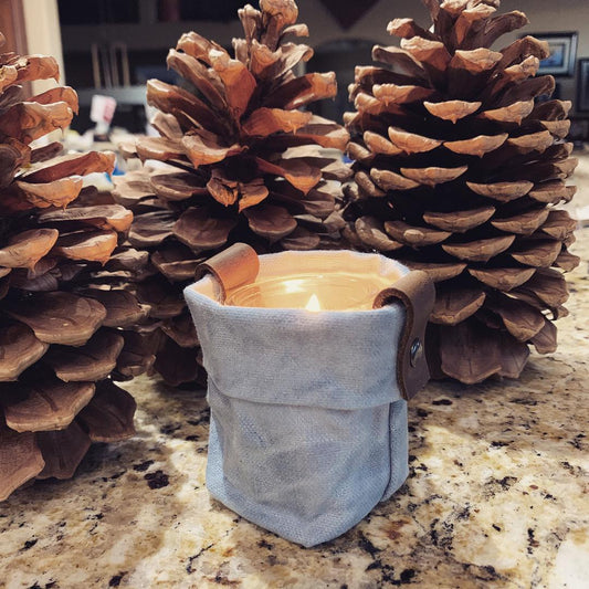 Waxed Canvas Mini "Kiki Pot" Blue Planter