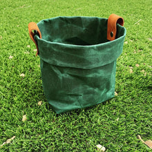 Waxed Canvas "Kiki Pot" Planter Basket in Dark Green