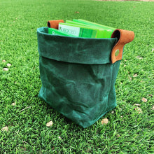 Waxed Canvas "Kiki Pot" Planter Basket in Dark Green