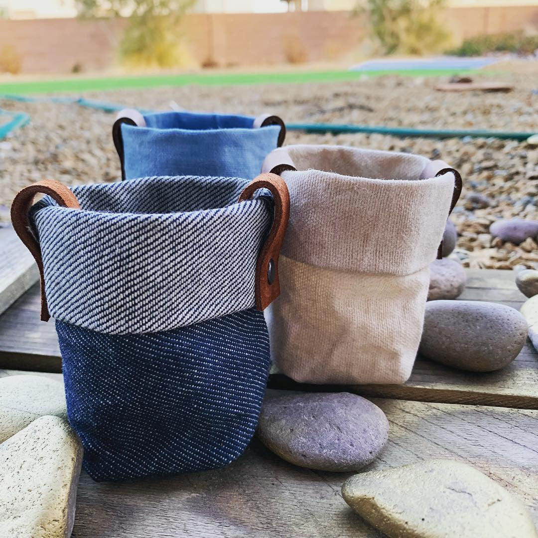 Waxed Canvas Mini "Kiki Pot" Planter in Khaki