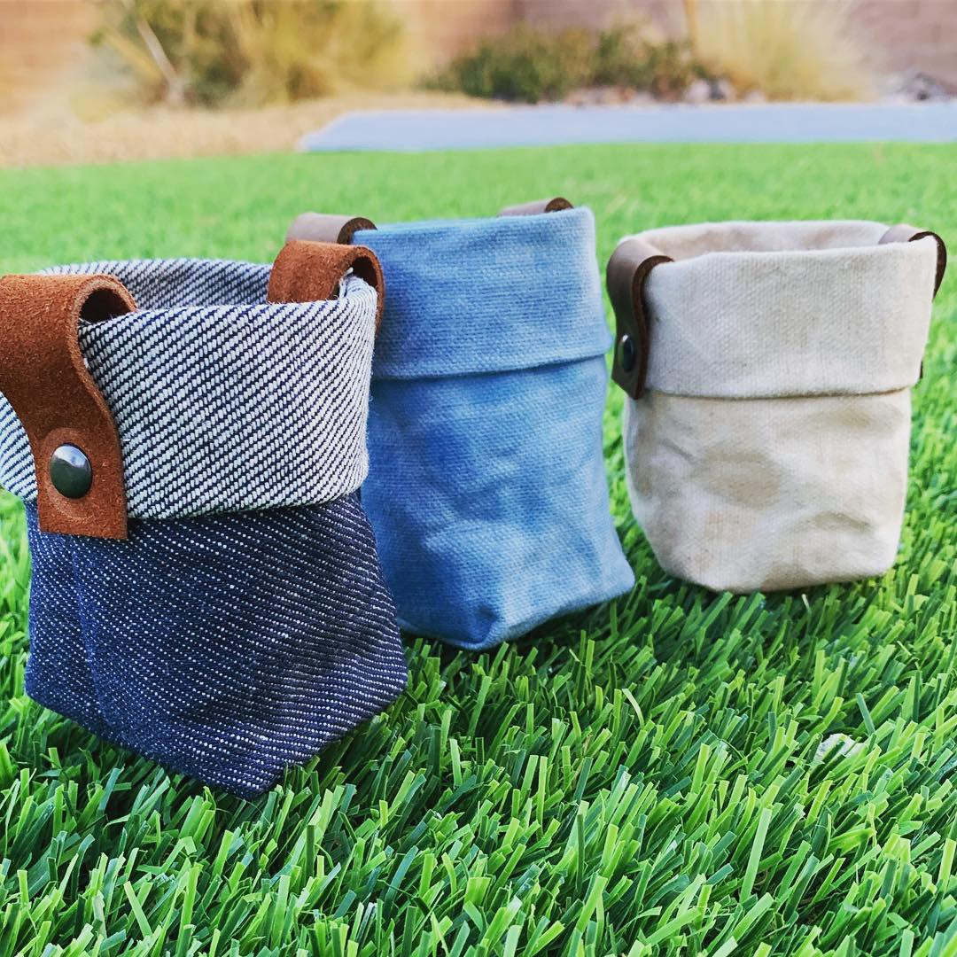 Waxed Canvas Mini "Kiki Pot" Planter in Khaki
