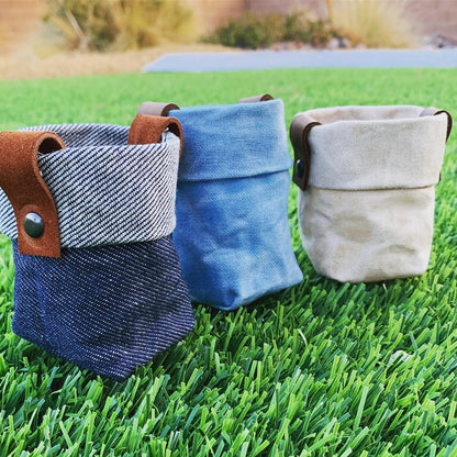 Waxed Canvas Mini "Kiki Pot" Planter in Khaki