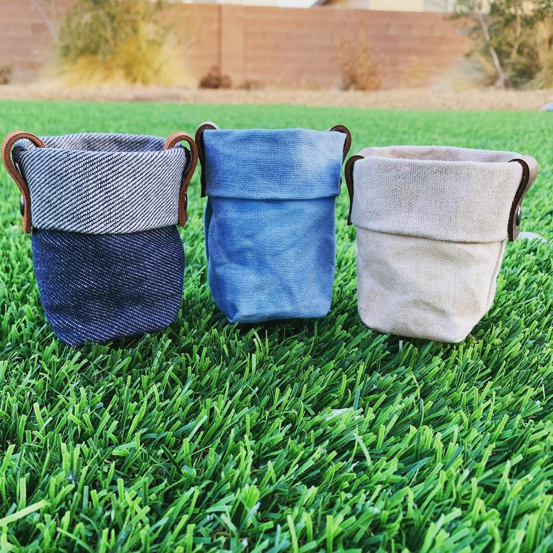 Waxed Canvas Mini "Kiki Pot" Planter in Khaki