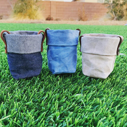 Waxed Canvas Mini "Kiki Pot" Planter in Khaki