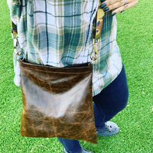 Brown Leather & Camo Shoulder/Cross-Body Bag