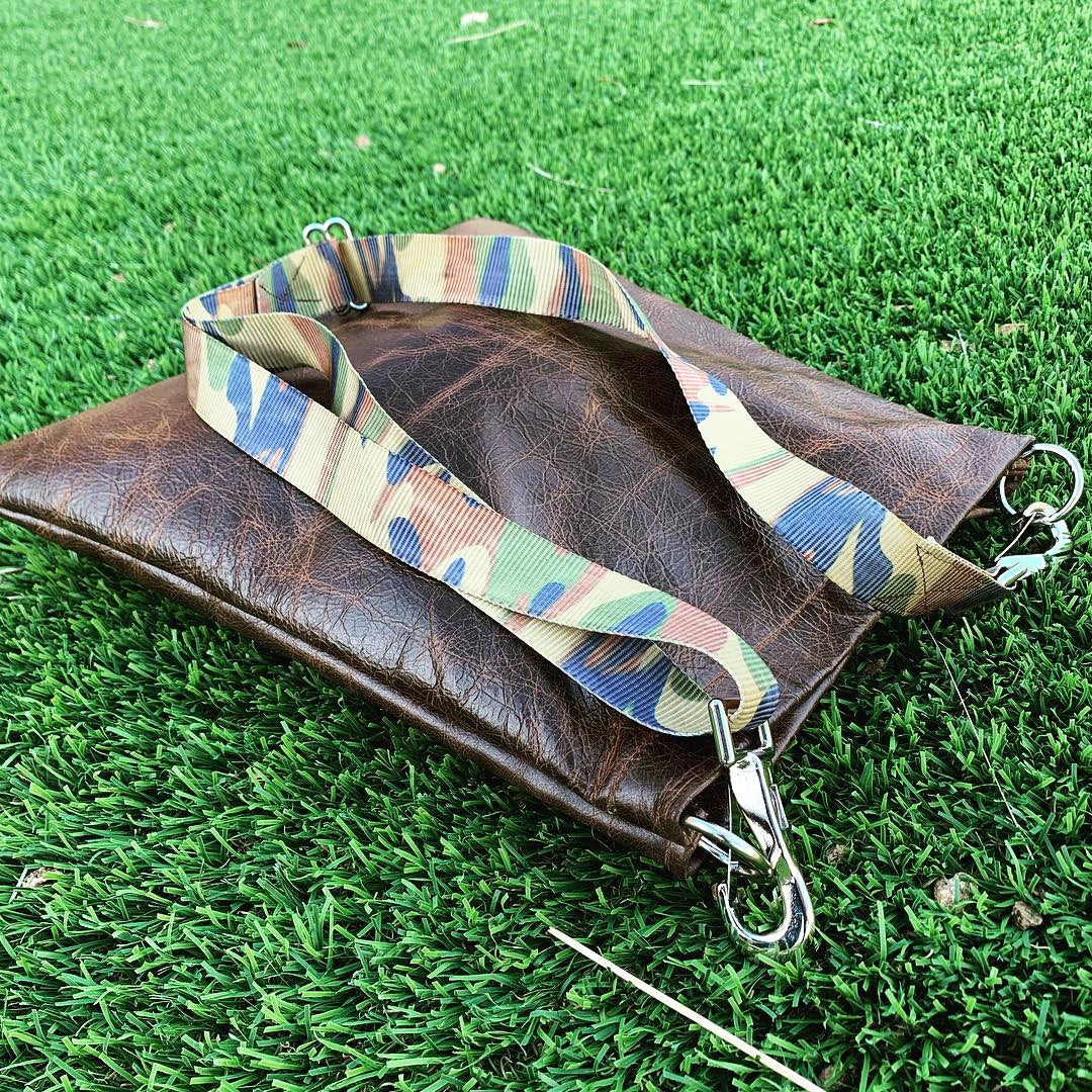 Brown Leather & Camo Shoulder/Cross-Body Bag
