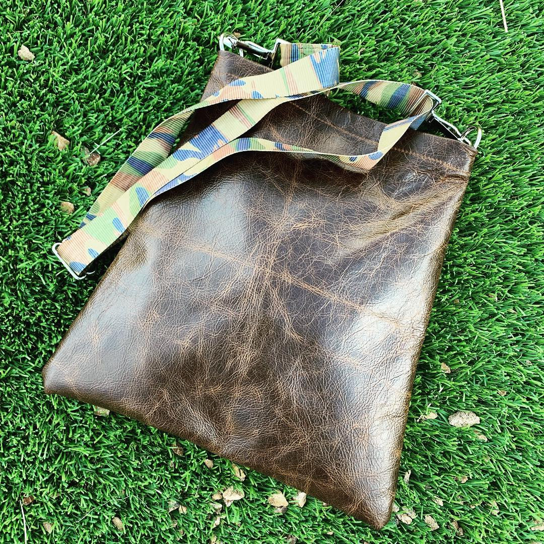 Brown Leather & Camo Shoulder/Cross-Body Bag