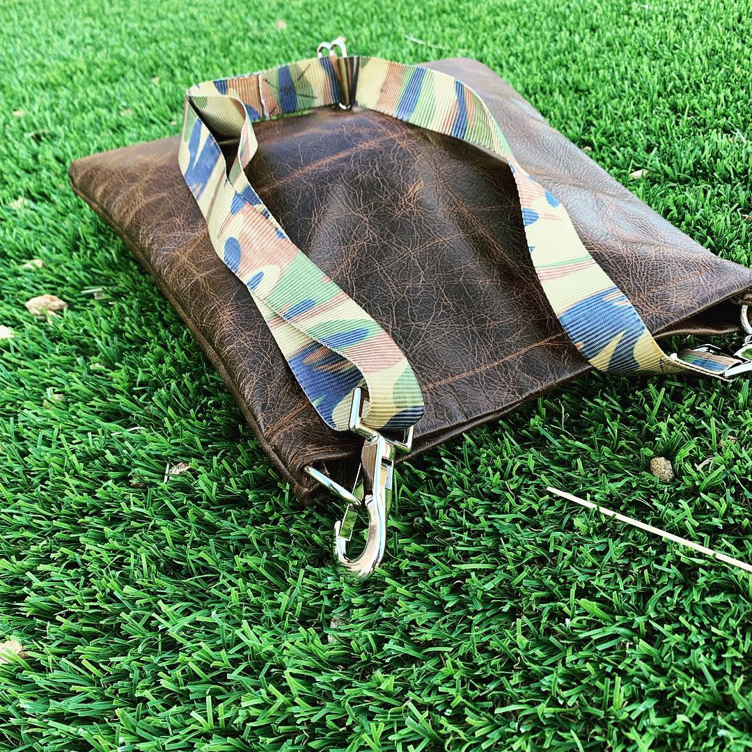 Brown Leather & Camo Shoulder/Cross-Body Bag
