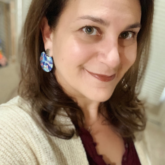 Mostly Pink Circle Cutout Acrylic Drop Earrings