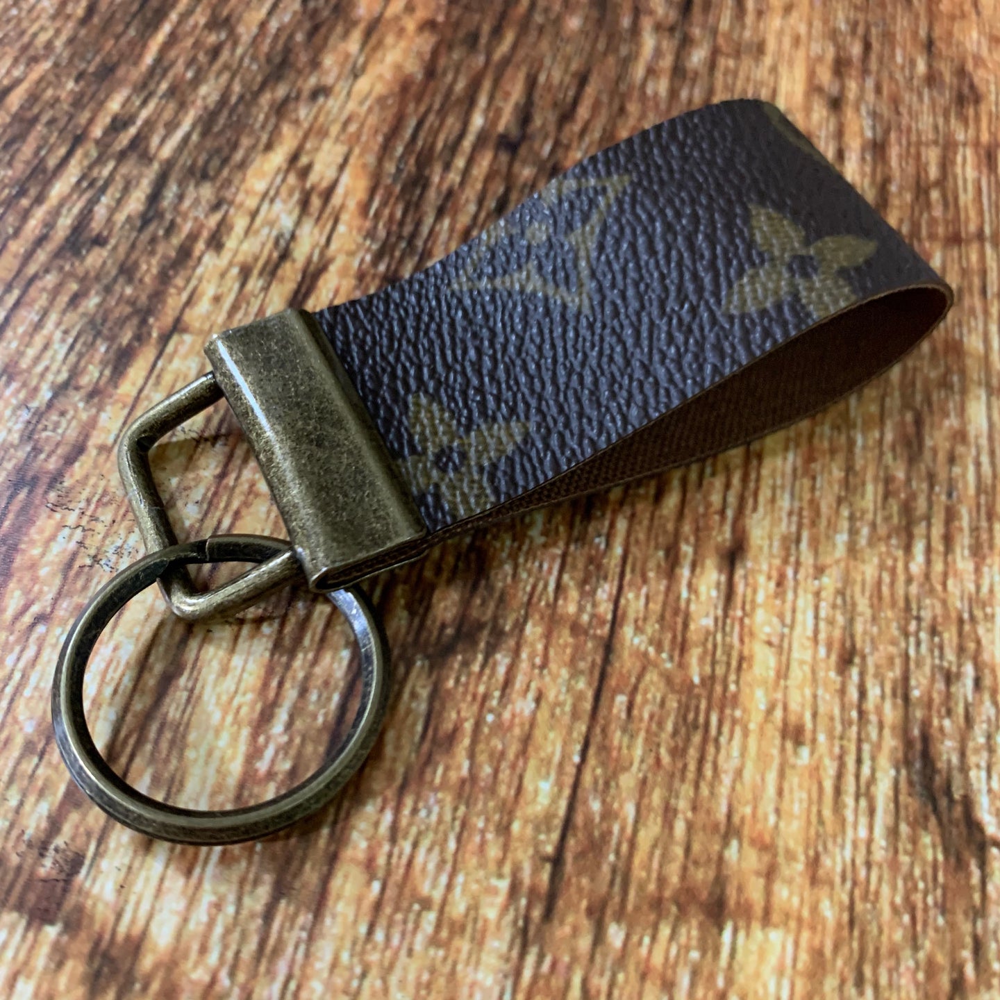 Repurposed Louis Vuitton Leather Key Chain Wide