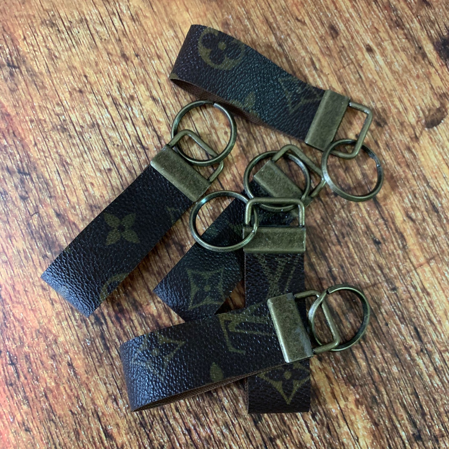 Upcycled Louis Vuitton Leather Key Chain 