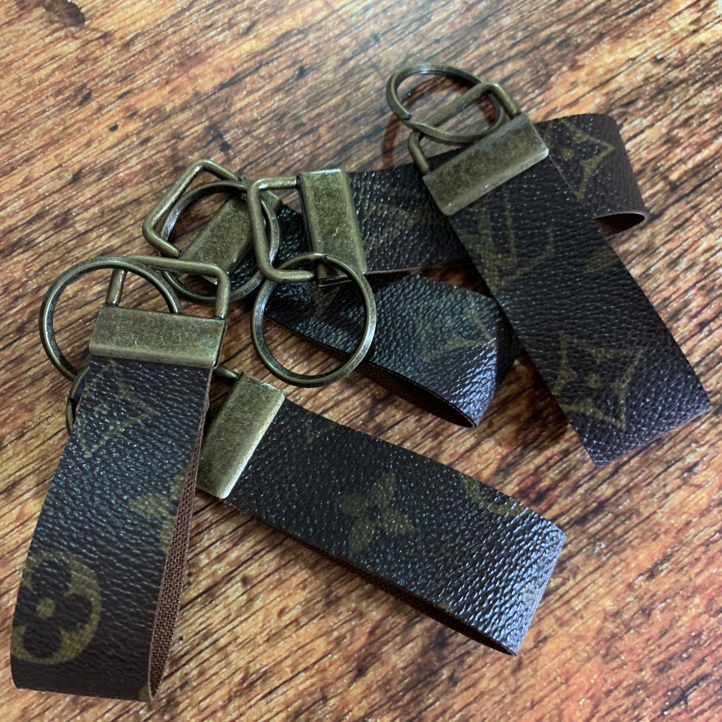 Upcycled Louis Vuitton Leather Key Chain 