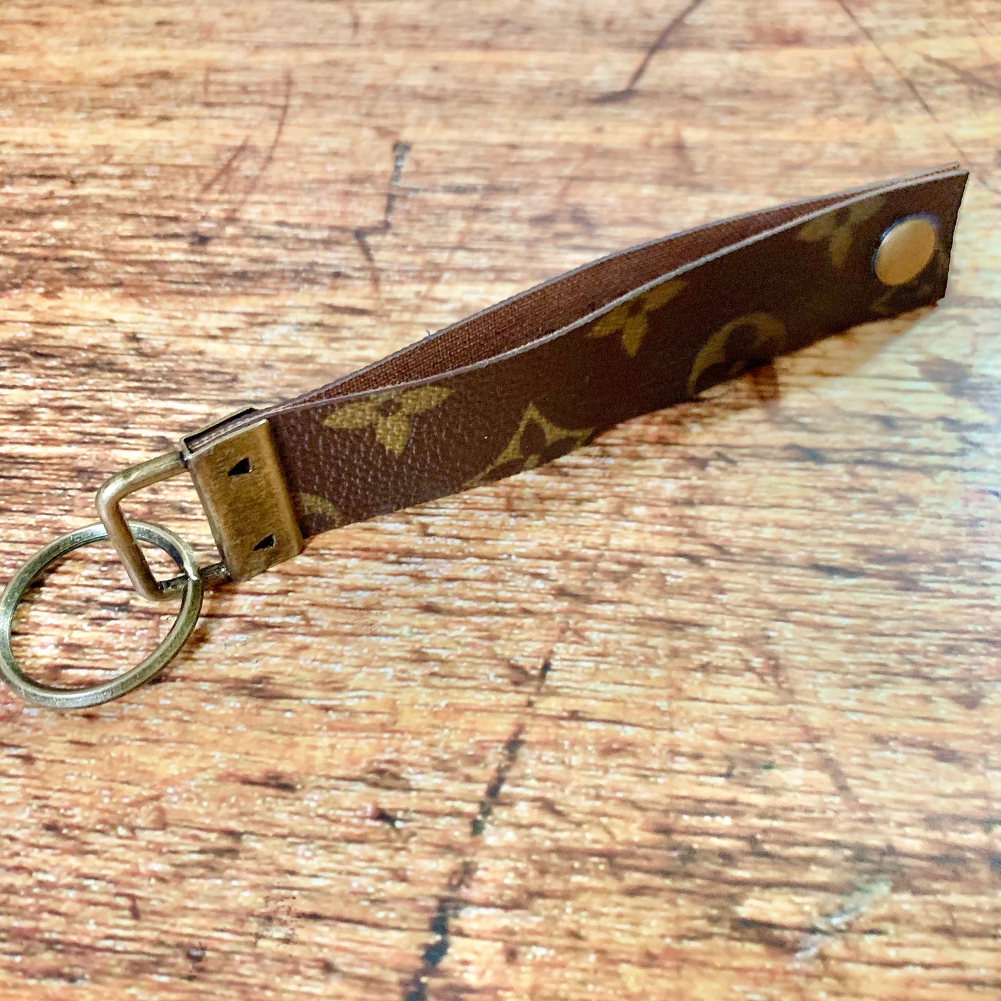 Upcycled Extra Long Louis Vuitton Leather Key Chain