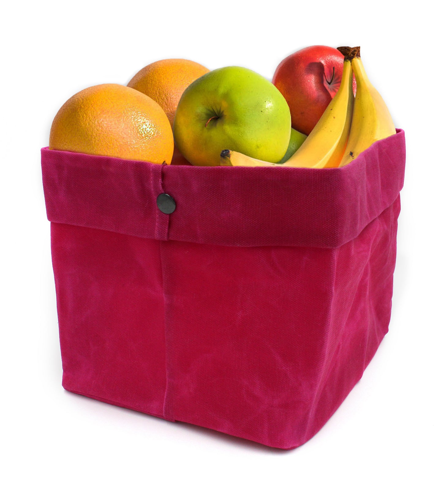 Waxed Canvas Large Basket in Cerise Pink